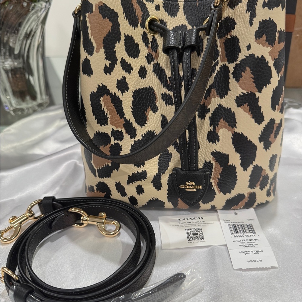 Coach Rowan Bucket Leopard Bag